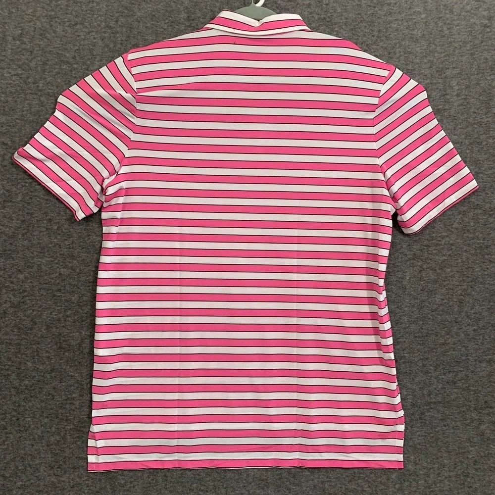 RLX Ralph Lauren Polo Shirt Mens XL Pink Stripe Golf Performance Stretch Summer
